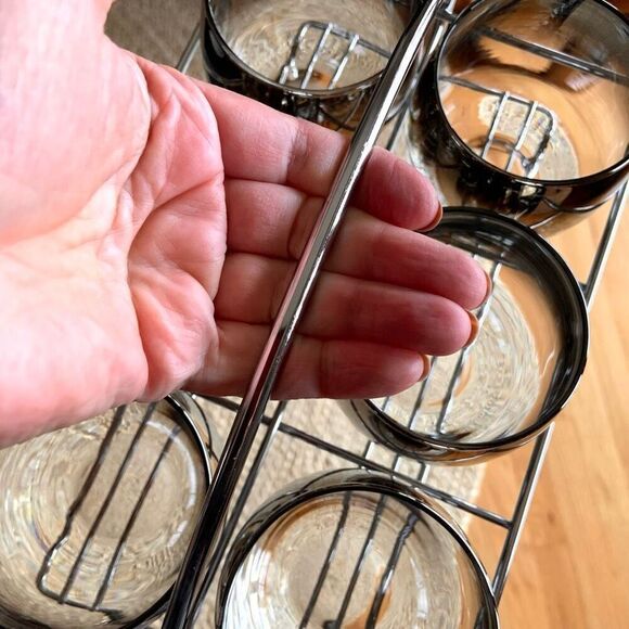 MCM VINTAGE 6 Lowball Glasses with Carrier - Picture 9 of 9